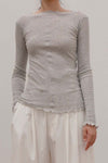 BASERANGE Ribbed cotton long-sleeve top TTPAL-RB-000 GREY MELANGE